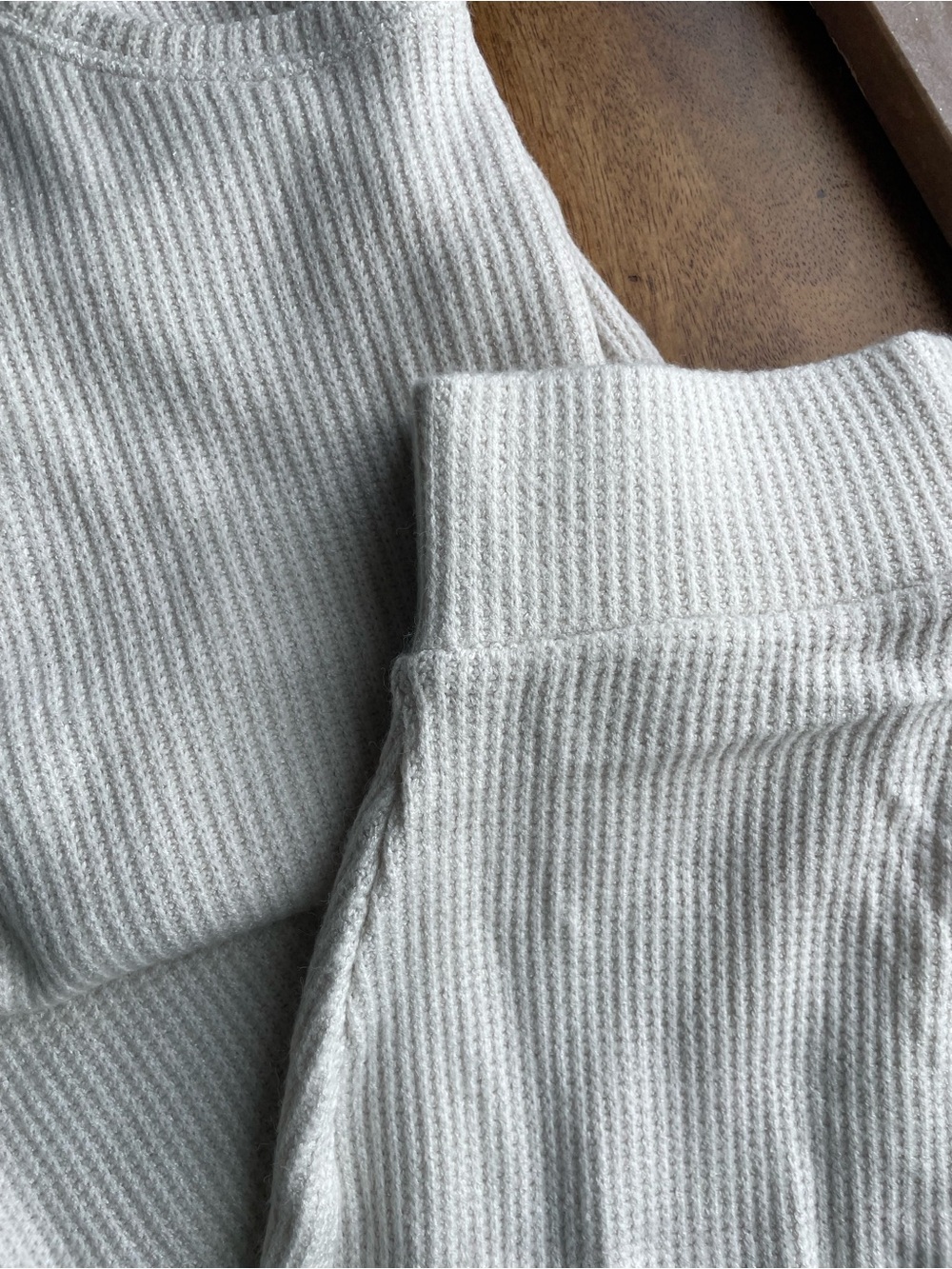 NWOT Zenana Waffle Knit Rayon 2 Piece Set in Cream Size Small - Picture 5 of 5